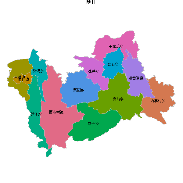 陕县乡镇地图JSON数据火星坐标系(gcj02).json