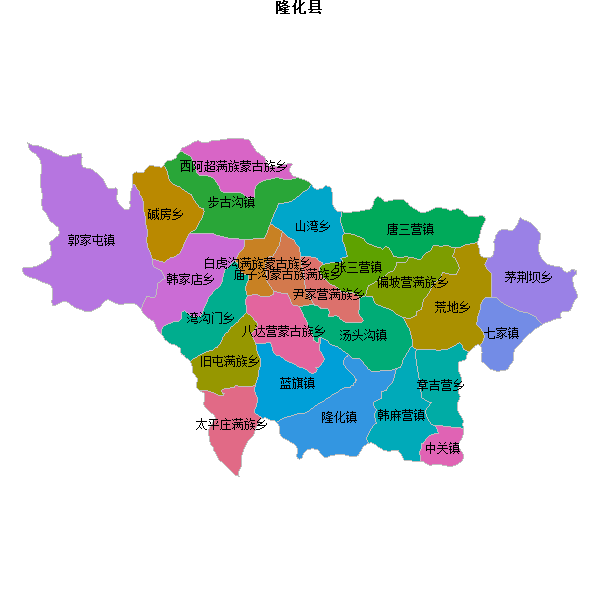 隆化县乡镇地图JSON数据火星坐标系(gcj02).json