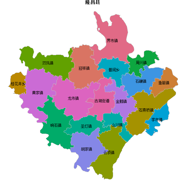 隆昌县乡镇地图JSON数据火星坐标系(gcj02).json