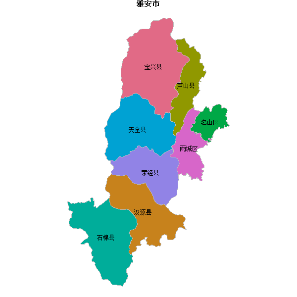 雅安市地图JSON数据火星坐标系(gcj02).json