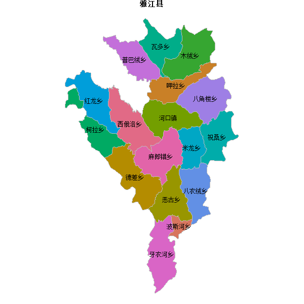 雅江县乡镇地图JSON数据火星坐标系(gcj02).json