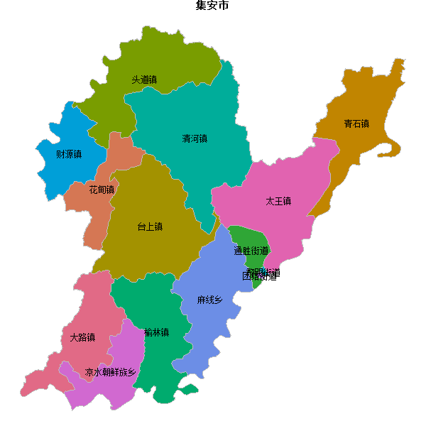 集安市乡镇地图JSON数据火星坐标系(gcj02).json