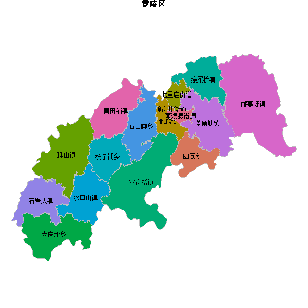 零陵区乡镇地图JSON数据火星坐标系(gcj02).json