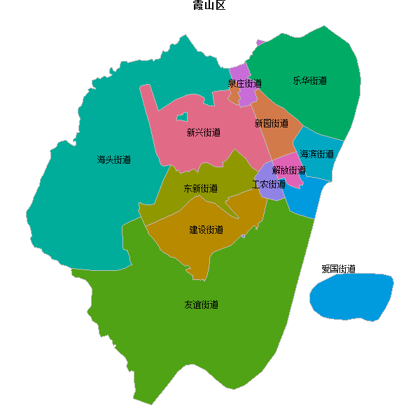 霞山区乡镇地图JSON数据火星坐标系(gcj02).json