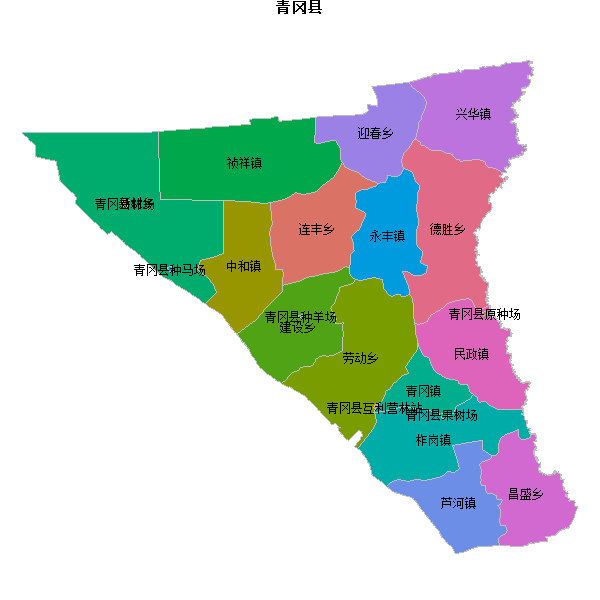 青冈县乡镇地图JSON数据火星坐标系(gcj02).json