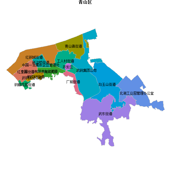 青山区乡镇地图JSON数据火星坐标系(gcj02).json