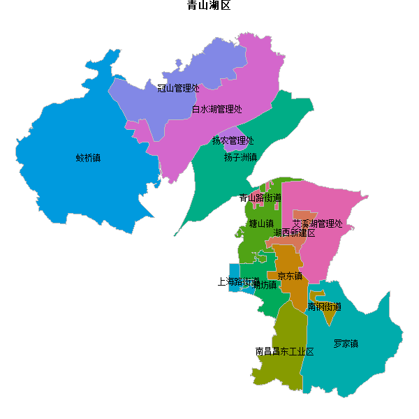 青山湖区乡镇地图JSON数据火星坐标系(gcj02).json