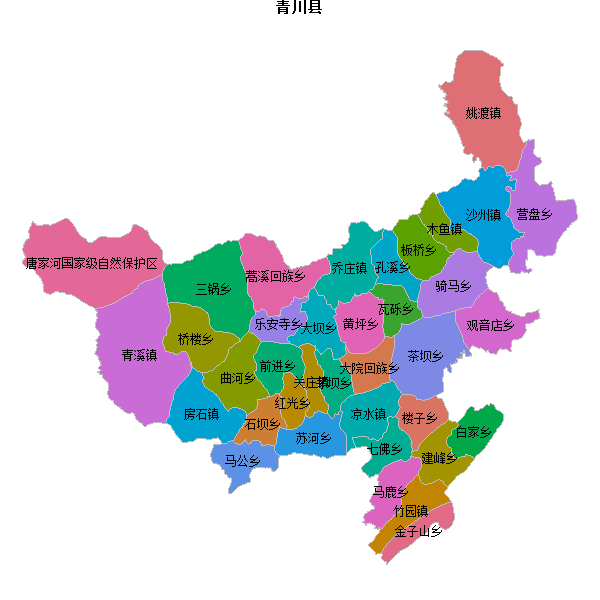 青川县乡镇地图JSON数据火星坐标系(gcj02).json