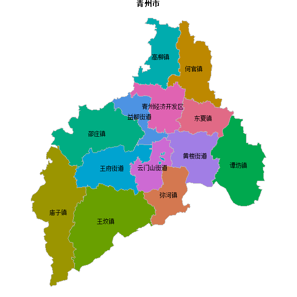 青州市乡镇地图JSON数据火星坐标系(gcj02).json