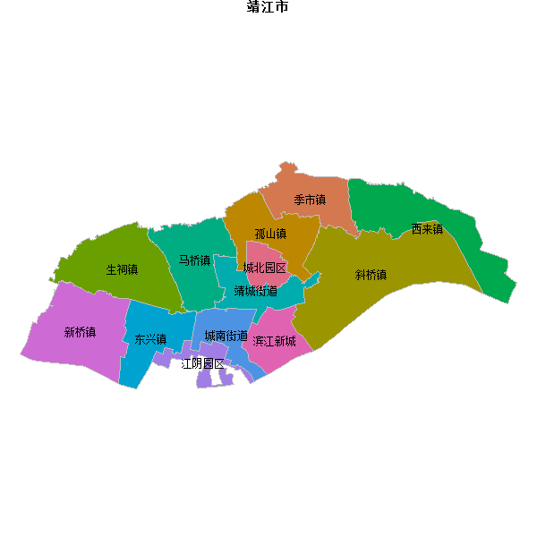 靖江市乡镇地图JSON数据火星坐标系(gcj02).json