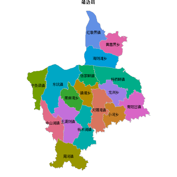 靖边县乡镇地图JSON数据火星坐标系(gcj02).json