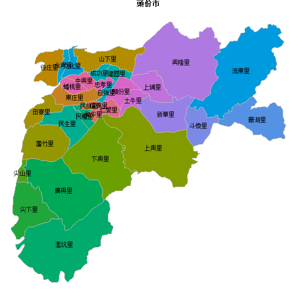 頭份市乡镇地图JSON数据火星坐标系(gcj02).json