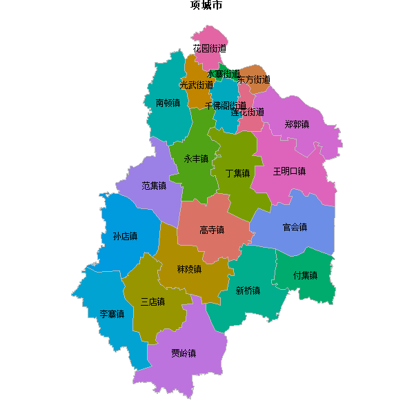 项城市乡镇地图JSON数据火星坐标系(gcj02).json