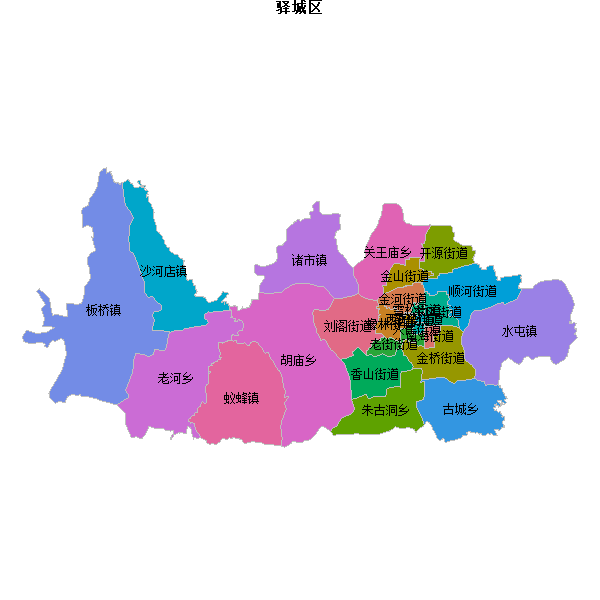 驿城区乡镇地图JSON数据火星坐标系(gcj02).json