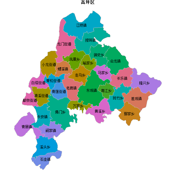 高坪区乡镇地图JSON数据火星坐标系(gcj02).json