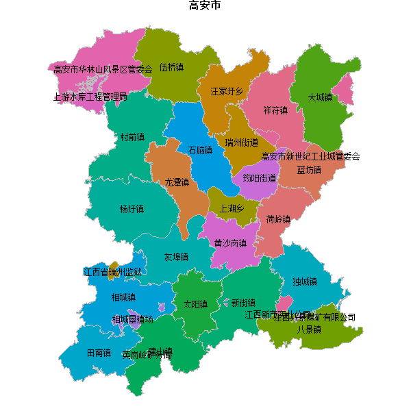 高安市乡镇地图JSON数据火星坐标系(gcj02).json