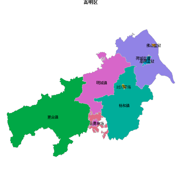 高明区乡镇地图JSON数据火星坐标系(gcj02).json