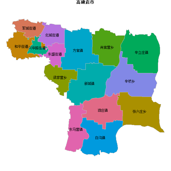 高碑店市乡镇地图JSON数据火星坐标系(gcj02).json
