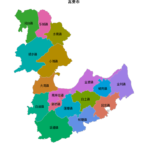 高要市乡镇地图JSON数据火星坐标系(gcj02).json