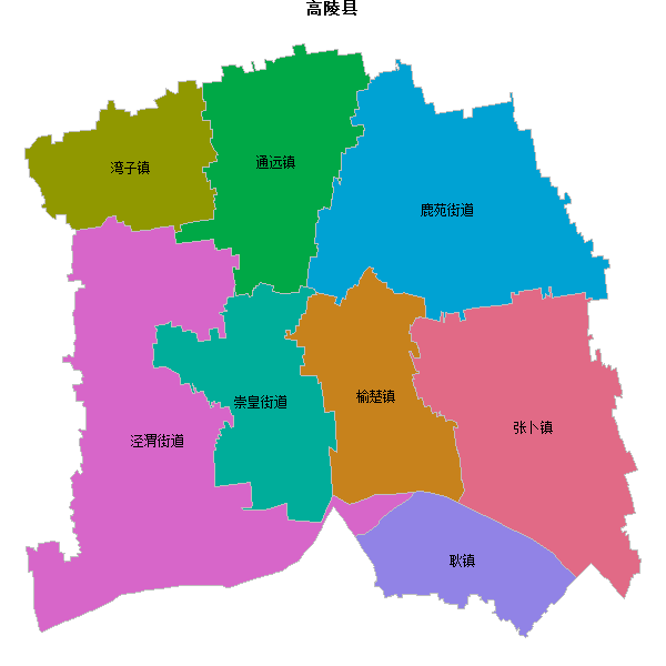 高陵县乡镇地图JSON数据火星坐标系(gcj02).json
