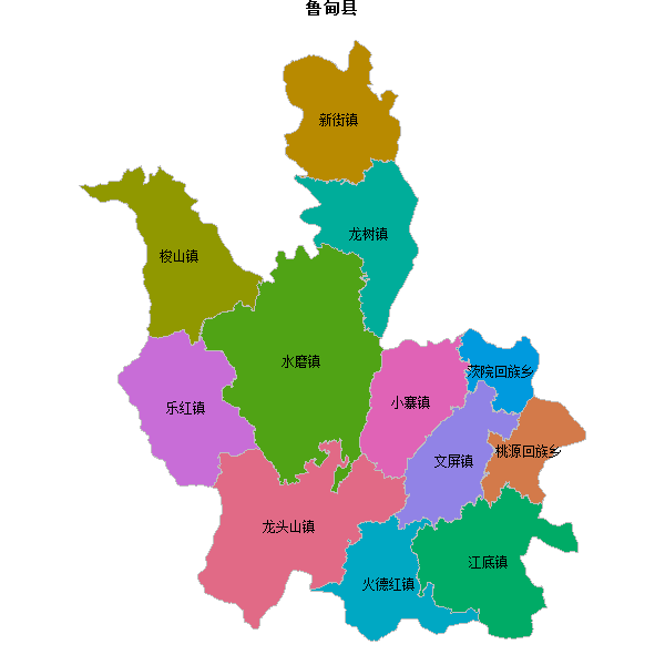 鲁甸县乡镇地图JSON数据火星坐标系(gcj02).json