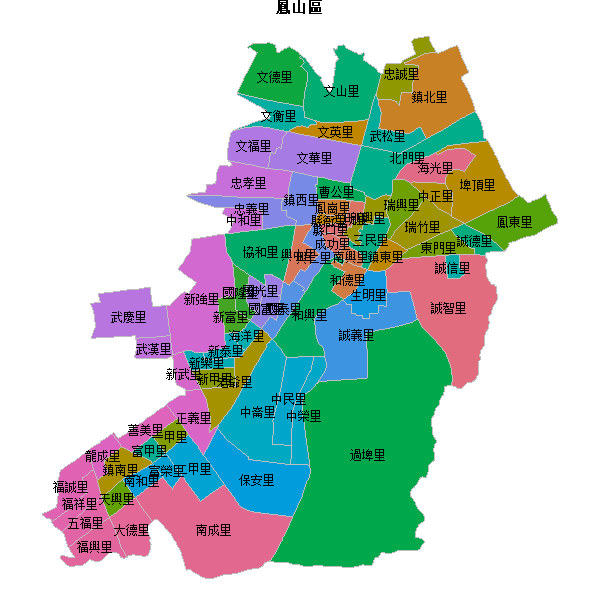 鳳山區乡镇地图JSON数据百度坐标系(bd09).json