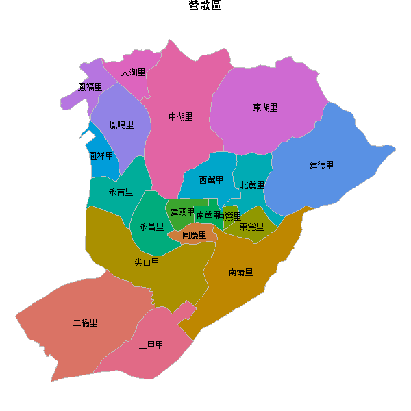鶯歌區乡镇地图JSON数据火星坐标系(gcj02).json