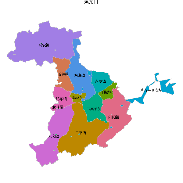 鸡东县乡镇地图JSON数据火星坐标系(gcj02).json