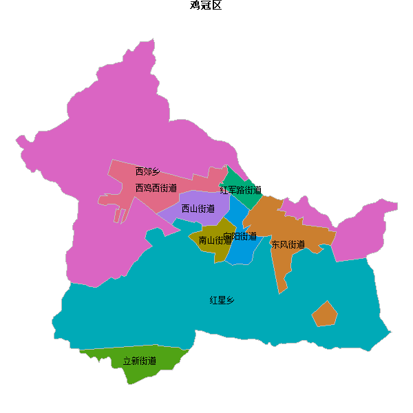 鸡冠区乡镇地图JSON数据火星坐标系(gcj02).json
