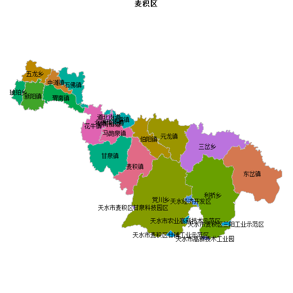 麦积区乡镇地图JSON数据火星坐标系(gcj02).json
