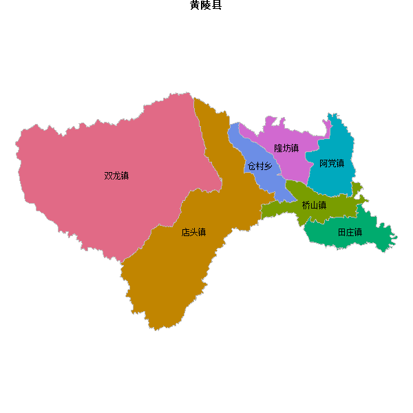黄陵县乡镇地图JSON数据火星坐标系(gcj02).json