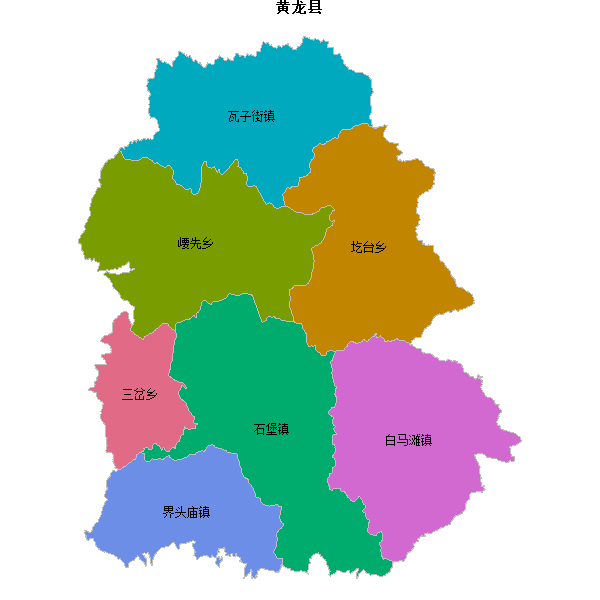 黄龙县乡镇地图JSON数据火星坐标系(gcj02).json