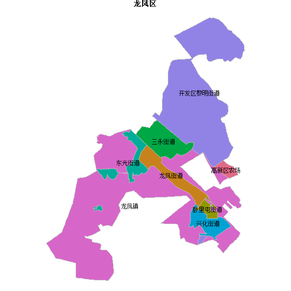 龙凤区乡镇地图JSON数据百度坐标系(bd09).json