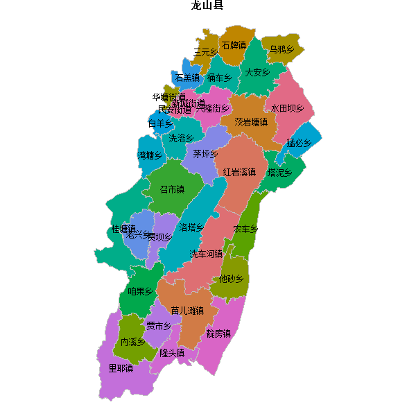 龙山县乡镇地图JSON数据百度坐标系(bd09).json