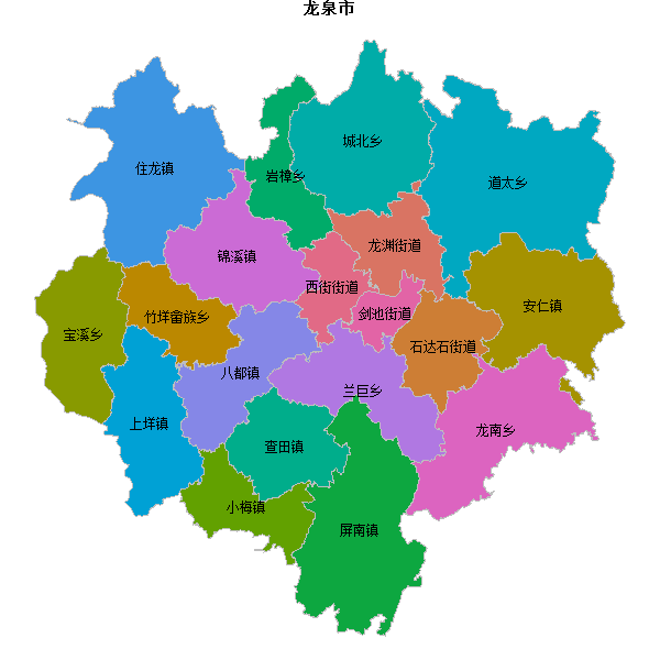 龙泉市乡镇地图JSON数据火星坐标系(gcj02).json