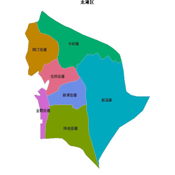 龙湖区乡镇地图JSON数据火星坐标系(gcj02).json