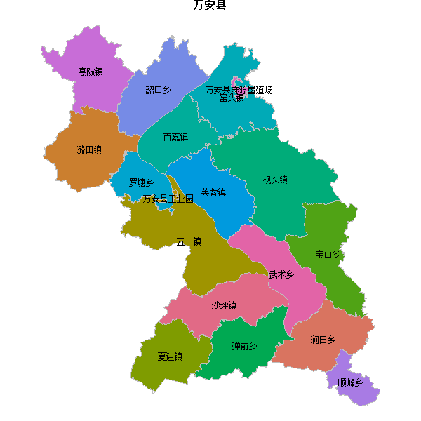 万安县乡镇地图shp数据WGS84坐标系.shp