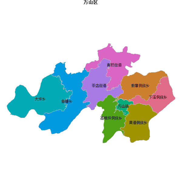 万山区乡镇地图DWG数据WGS84坐标系.DWG