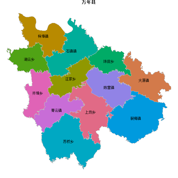 万年县乡镇地图shp数据WGS84坐标系.shp