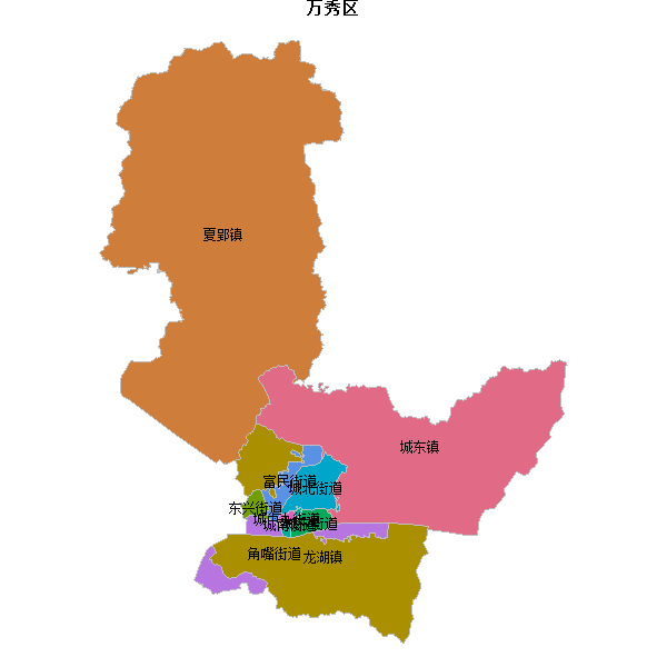 万秀区乡镇地图shp数据WGS84坐标系.shp