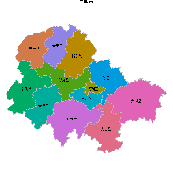 三明市地图shp数据WGS84坐标系.shp