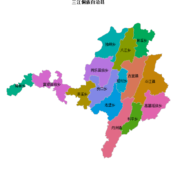 三江侗族自治县乡镇地图shp数据WGS84坐标系.shp