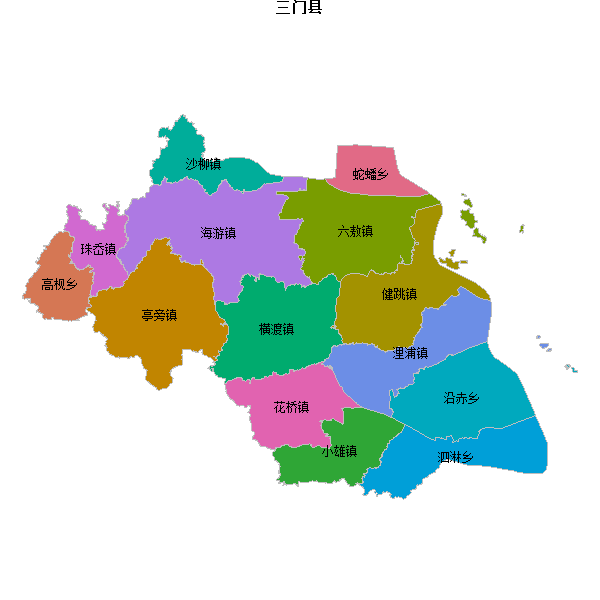 三门县乡镇地图shp数据WGS84坐标系.shp