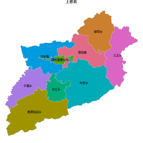 上思县乡镇地图shp数据WGS84坐标系.shp