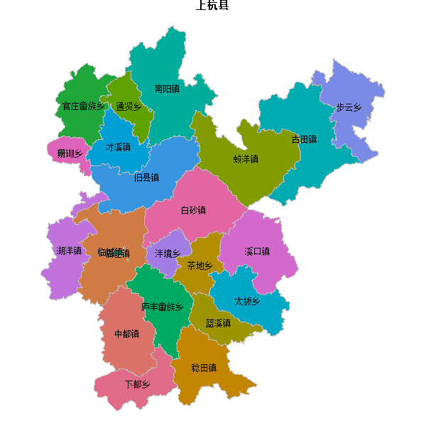 上杭县乡镇地图shp数据WGS84坐标系.shp