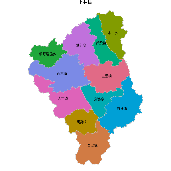 上林县乡镇地图shp数据WGS84坐标系.shp