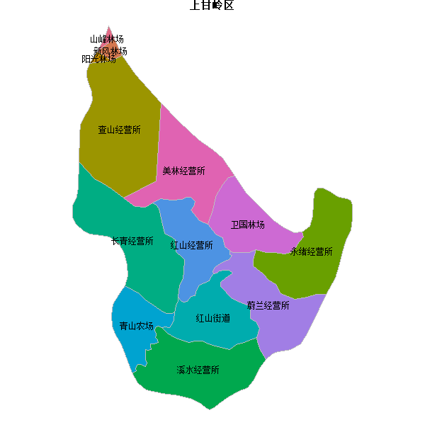 上甘岭区乡镇地图shp数据WGS84坐标系.shp