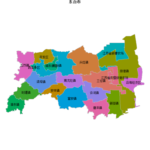 东台市乡镇地图shp数据WGS84坐标系.shp
