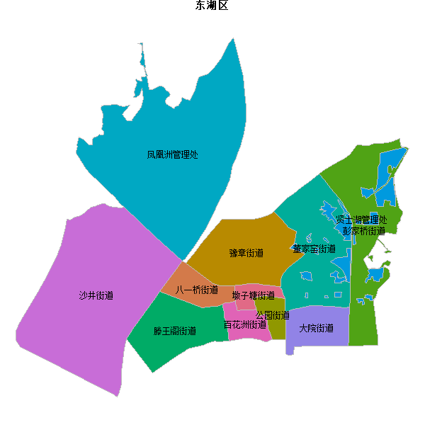 东湖区乡镇地图shp数据WGS84坐标系.shp