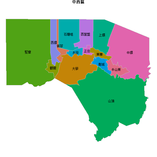 中西區地图shp数据WGS84坐标系.shp